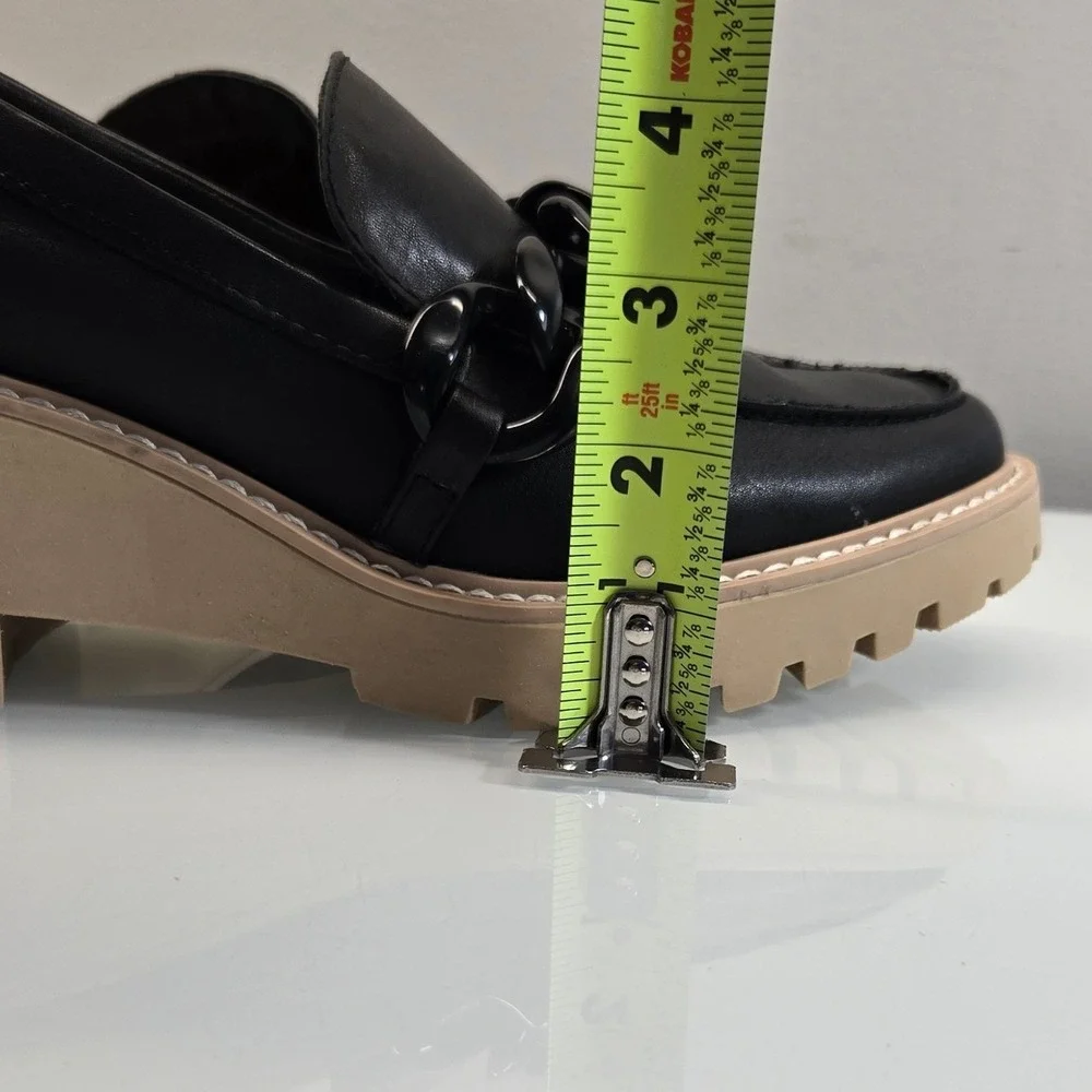 Dolce Vita Loafers 9 Haris Black Leather Chain Lug‎ Sole Chunky Platform Revolve